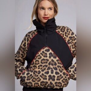 Terez Leopard Half Zip Windbreaker | L